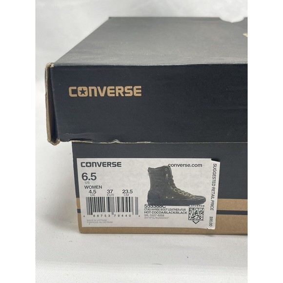 Converse Chuck Taylor All Star Boot Leather Fur Hot Cocoa/Black Women’s 6.5 - Picture 11 of 11